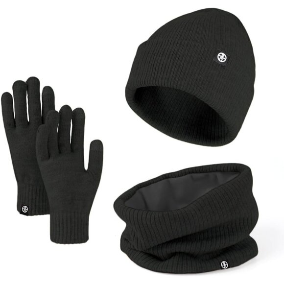 Warm Winter Beanie Hat & Scarf Gloves Set Stylish Knit Skull Cap for Men Women